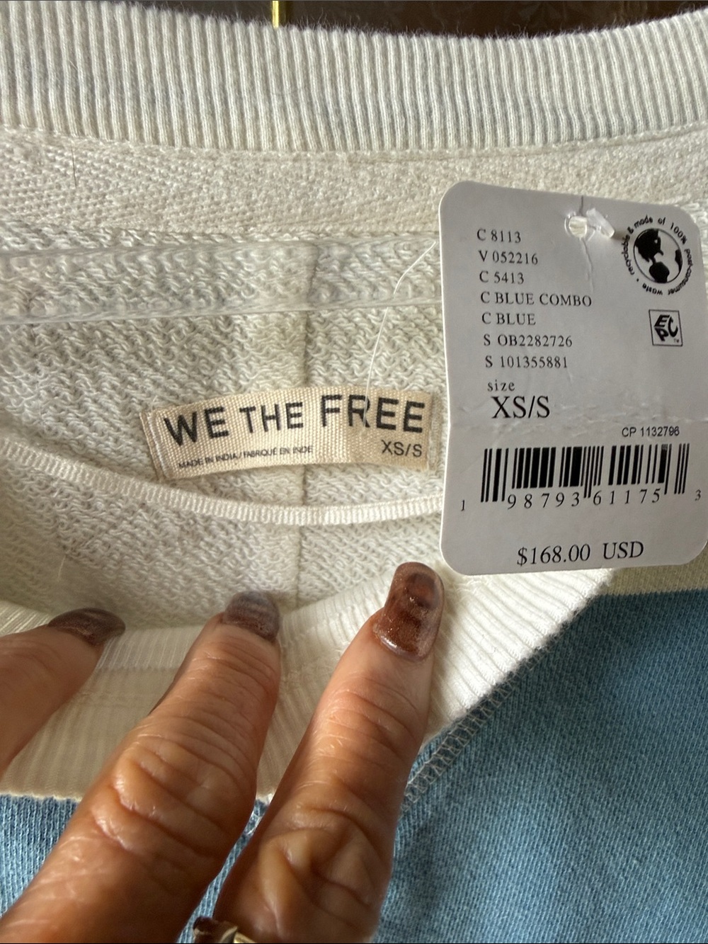 We The Free Blue and Cream High-Low Striped Dress - Picture 4 of 10